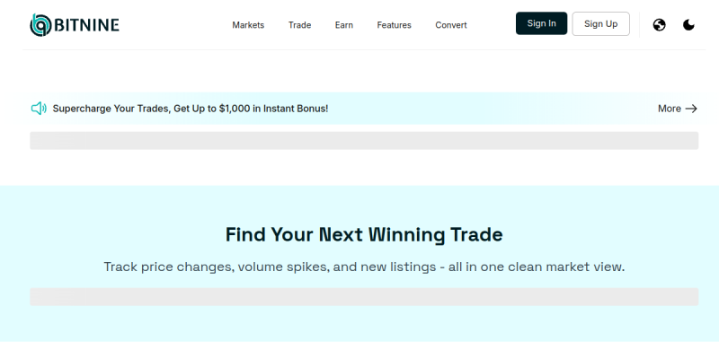 BITnineのサイト画面（2026年10月7日時点）