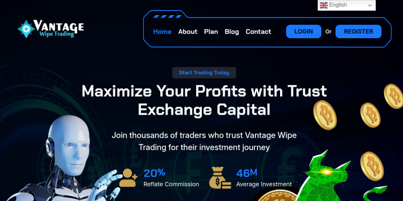 Vantage Wipe Tradingのサイト画面（2026年10月7日時点）